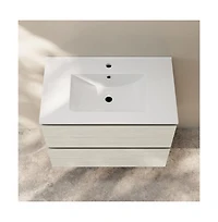 Swiss Madison Liberte 30" Wall-Mounted Bathroom Vanity in White Oak with Sink Top