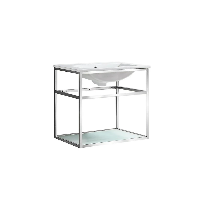 Swiss Madison Pierre 24 Single, Open Shelf, Chrome Metal Frame Bathroom Vanity