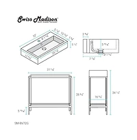 Swiss Madison Pierre Single, Freestanding, Open Shelf
