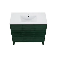 Swiss Madison Cascade 36" Freestanding Bathroom Vanity in Green Oak with Sink Top