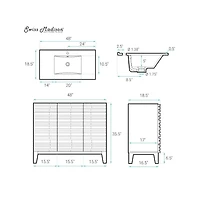 Swiss MadisonCascade 48" Freestanding Bathroom Vanity in Green Oak with Sink Top