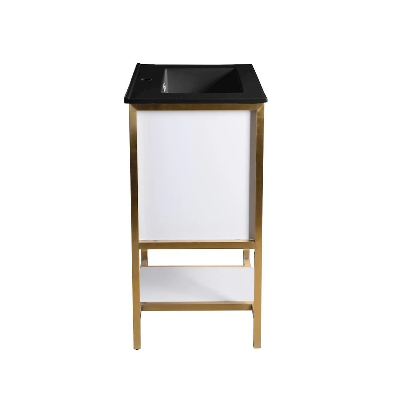 Swiss Madison Marseille 24 in. White Bathroom Vanity With Black Ceramic Sink Top