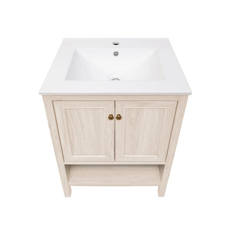 Swiss Madison Chateau 24" Freestanding Bathroom Vanity in White Oak with Sink Top
