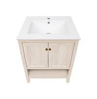 Swiss Madison Chateau 24" Freestanding Bathroom Vanity in White Oak with Sink Top