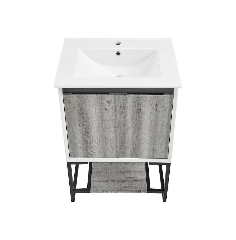 Swiss Madison Marseille 24 Single, Two Doors, Open Shelf Bathroom Vanity