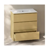 Liberte 30" Freestanding Bathroom Vanity in Natural Oak with Sink Top