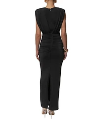 Jluxlabel Women's Palma Plunge V-Neck Ruched Sleeveless Maxi Dress
