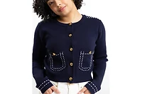 Caldwell Collection Women's Jessica Cropped Fitted Button-Front Cardigan