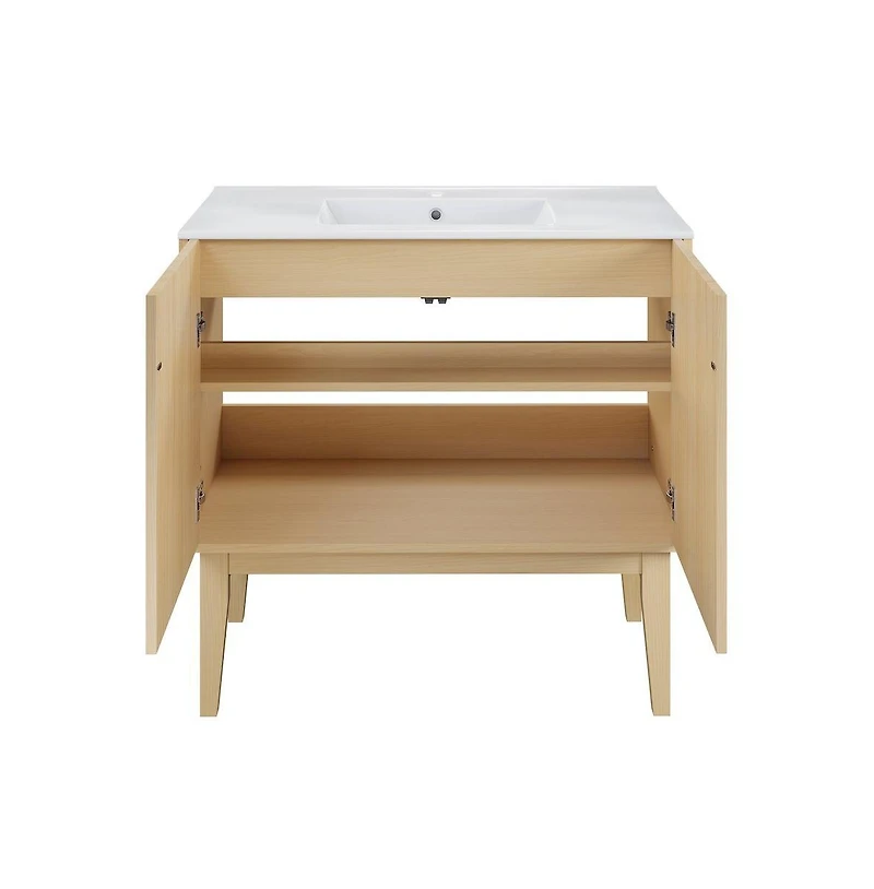 Swiss Madison Bosse 36" Freestanding Bathroom Vanity in Natural Oak with Sink Top