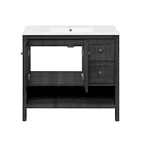 Chateau 36" Freestanding Bathroom Vanity in Black Oak with Sink Top