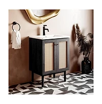 Swiss Madison Classe 24" Freestanding Bathroom Vanity in Black Oak with Sink Top