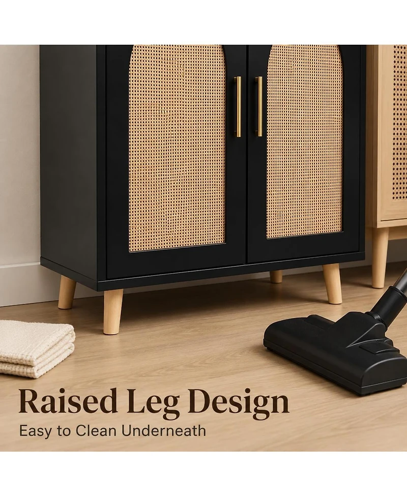 gaomon Entryway Storage Cabinet 23.6" Tall Freestanding Organizer Sideboard with Rattan Doors Adjustable Shelves for Hallway Foyer Living Room