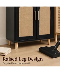 gaomon Entryway Storage Cabinet 23.6" Tall Freestanding Organizer Sideboard with Rattan Doors Adjustable Shelves for Hallway Foyer Living Room