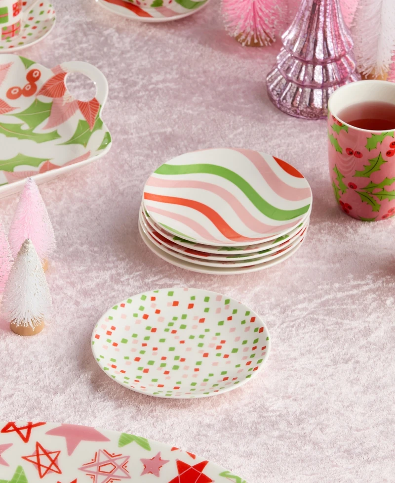 Certified International Scarlet Ribbon Salad Plates, Set of 6