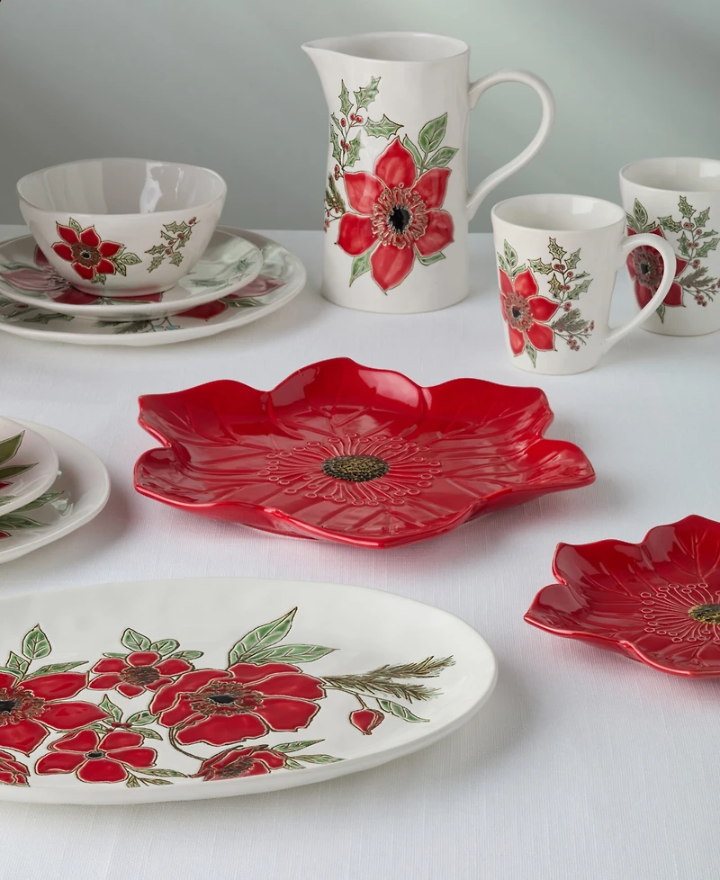 Certified International Festive Blooms Poinsettia 13" Platter