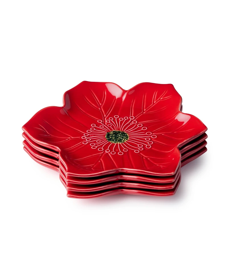 Certified International Festive Blooms Poinsettia Dessert Plates, Set of 4