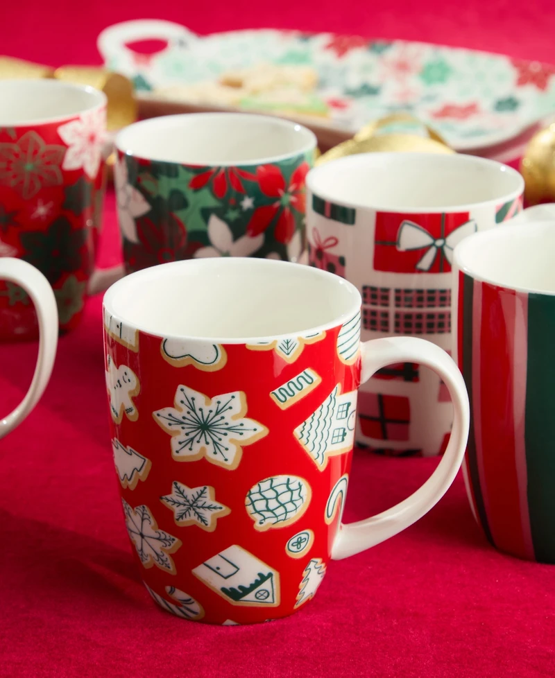 Certified International Holiday Spruce Mugs, Set of 6