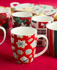 Certified International Holiday Spruce Mugs, Set of 6