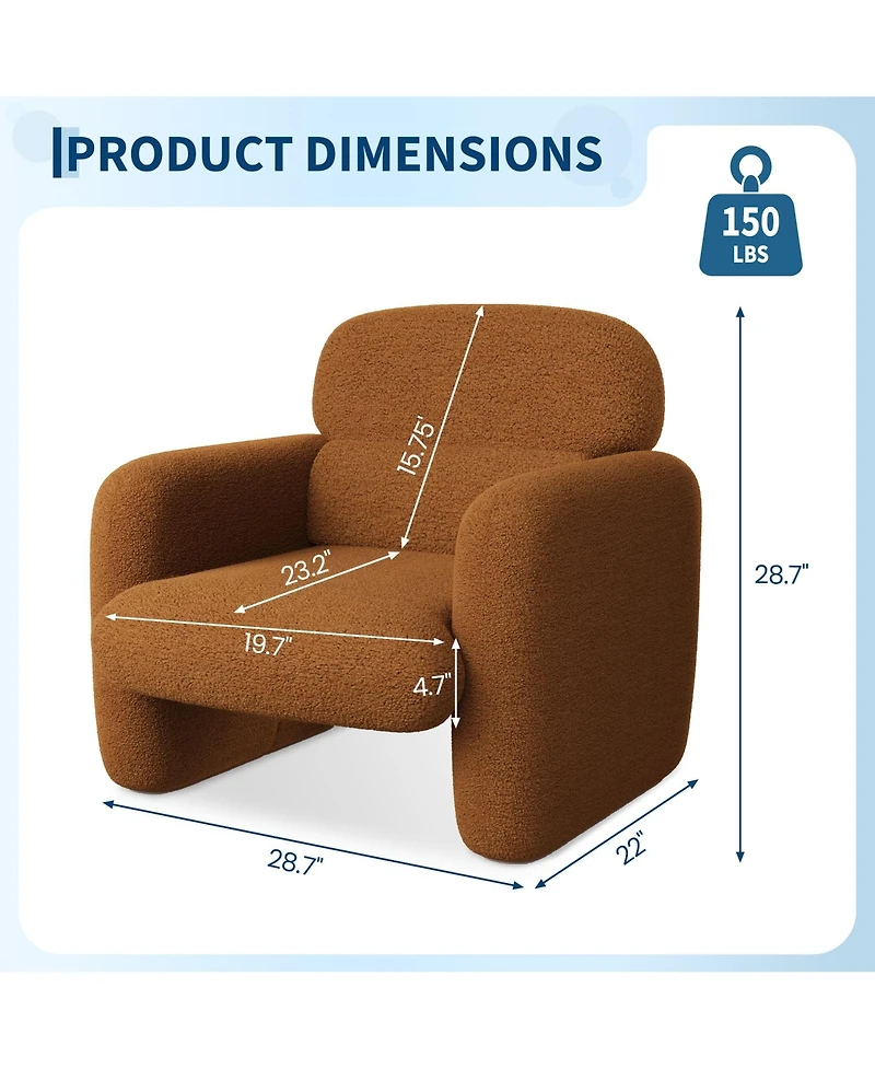 gaomon Accent Chair Set of 2 Boucle Upholstered Armchair with Ergonomic Lumbar Support Wood Frame for Living Room Bedroom Office