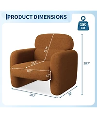 gaomon Accent Chair Set of 2 Boucle Upholstered Armchair with Ergonomic Lumbar Support Wood Frame for Living Room Bedroom Office