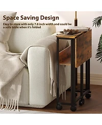gaomon Folding Computer Desk with Storage Shelf 24.8" Mobile Rolling Table on Wheels Space Saving Collapsible Writing Desk for Small Space Home Office