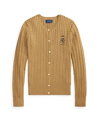 Polo Ralph Lauren Girls' 7-16 Bear Mini-Cable Cotton Cardigan