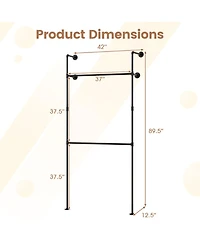 Sugift Wall Mounted Pipe Clothing Rack with 2 Hanging Rods Industrial Double Tier Garment Display