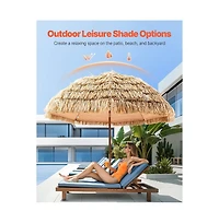 Sugif Tiki Umbrella Thatched Patio Umbrella with Tilt Pp Thatch Metal Ribs Hawaiian Style
