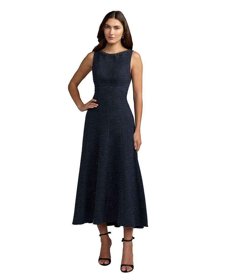 Mac Duggal Women's Sleeveless Boucle A-Line Midi Dress