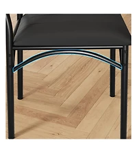 Dining Chairs Set of 6 Metal Frame Pu Leather Upholstery High Backrest Black Finish for Kitchen Dining Room Contemporary Home
