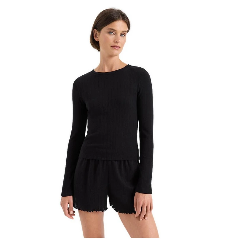 Pact Women's Organic Cotton Pointelle Long Sleeve Tee