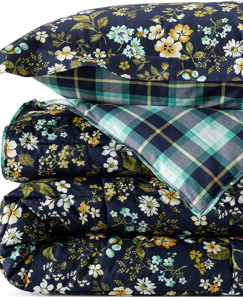 Lands' End 300 Thread Count Cotton Smooth Percale Printed Comforter