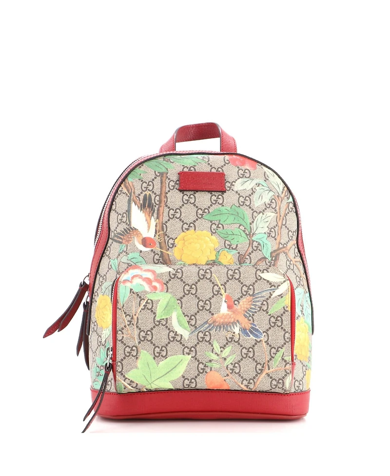 Pre-Owned Gucci Small Zip Pocket Backpack Tian Print Gg Coated Canvas