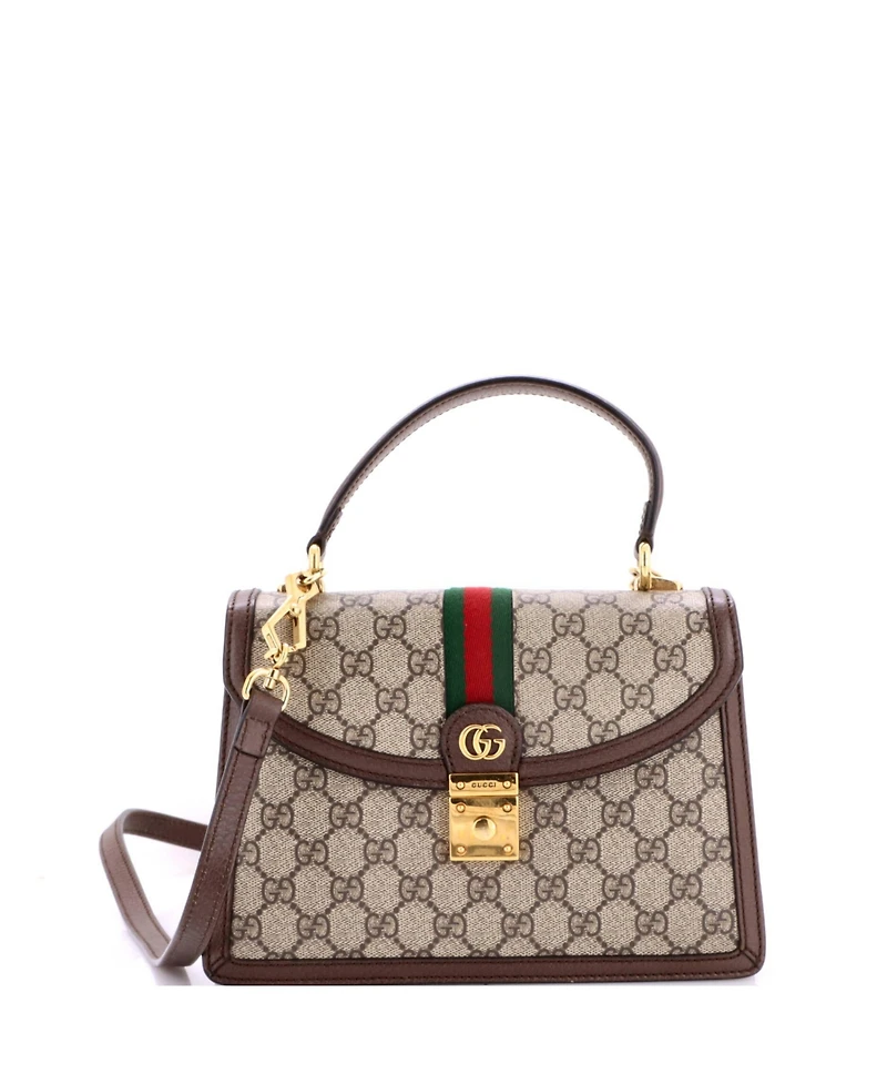 Pre-Owned Gucci Small Ophidia Flap Top Handle Bag Gg Coated Canvas