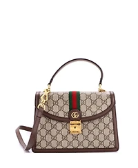 Pre-Owned Gucci Small Ophidia Flap Top Handle Bag Gg Coated Canvas