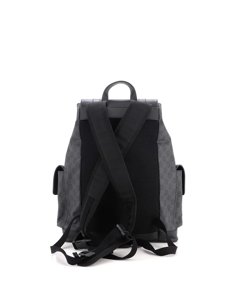 Pre-Owned Gucci Large Double Pocket Buckle Backpack Gg Coated Canvas
