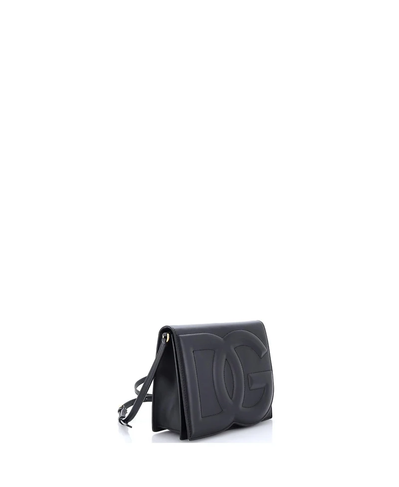 Pre-Owned Dolce and Gabbana Small Dg Logo Flap Shoulder Bag Leather