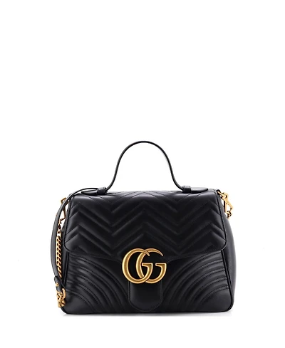 Pre-Owned Gucci Gg Marmont Top Handle Flap Bag Matelasse Leather