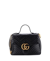 Pre-Owned Gucci Gg Marmont Top Handle Flap Bag Matelasse Leather