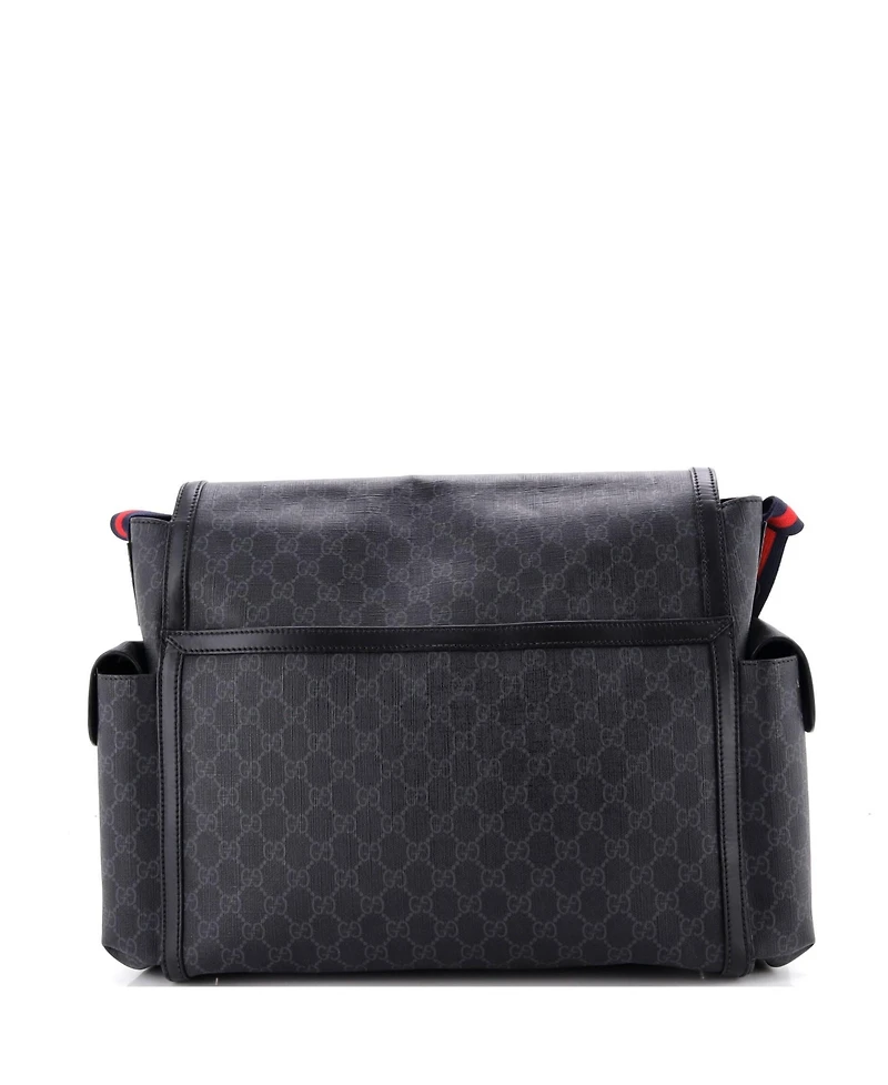 Pre-Owned Gucci Small Web Strap Diaper Bag Gg Coated Canvas