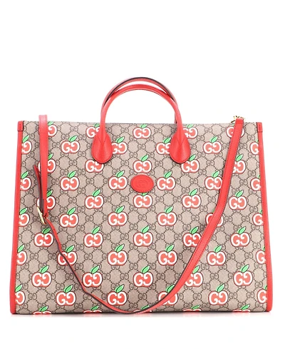 Pre-Owned Gucci Large Convertible Open Tote Apple Gg Coated Canvas