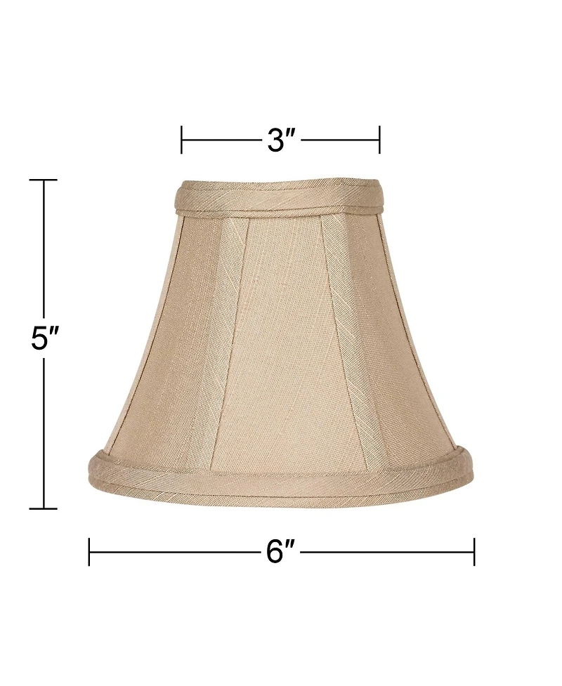 Imperial Shade Set of Bell Lamp Shades Evaline Taupe Brown Fabric Small 3" Top x " Bottom x 5" High Candelabra Clip-On Fitting