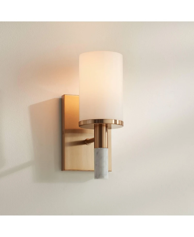 Possini Euro Design Possini Euro Lucius 11" High Soft Gold and White Marble Wall Sconce