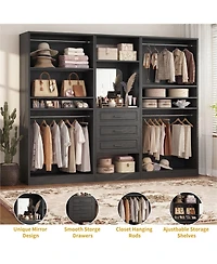 Aheaplus Closet System Set with Mirror and Shelves, Organizer Drawer