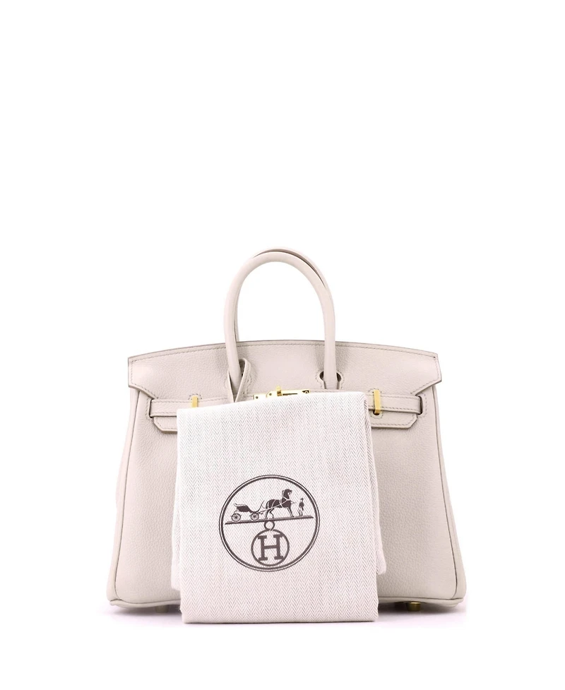 Pre-Owned Hermes Birkin 25 Handbag Light Togo with Gold Hardware