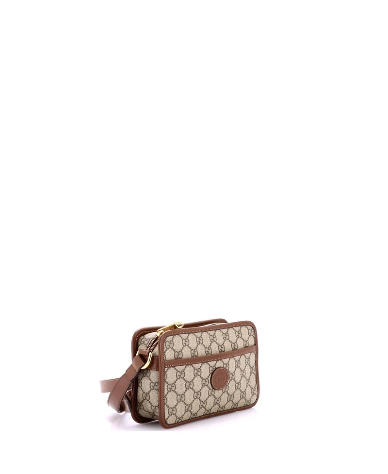 Pre-Owned Gucci Mini Interlocking G Patch Camera Bag Gg Coated Canvas