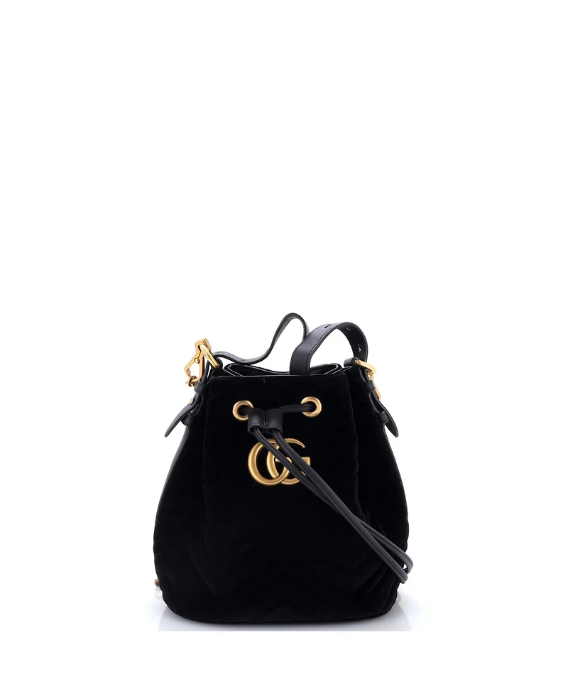 Pre-Owned Gucci Small Gg Marmont Bucket Bag Matelasse Velvet