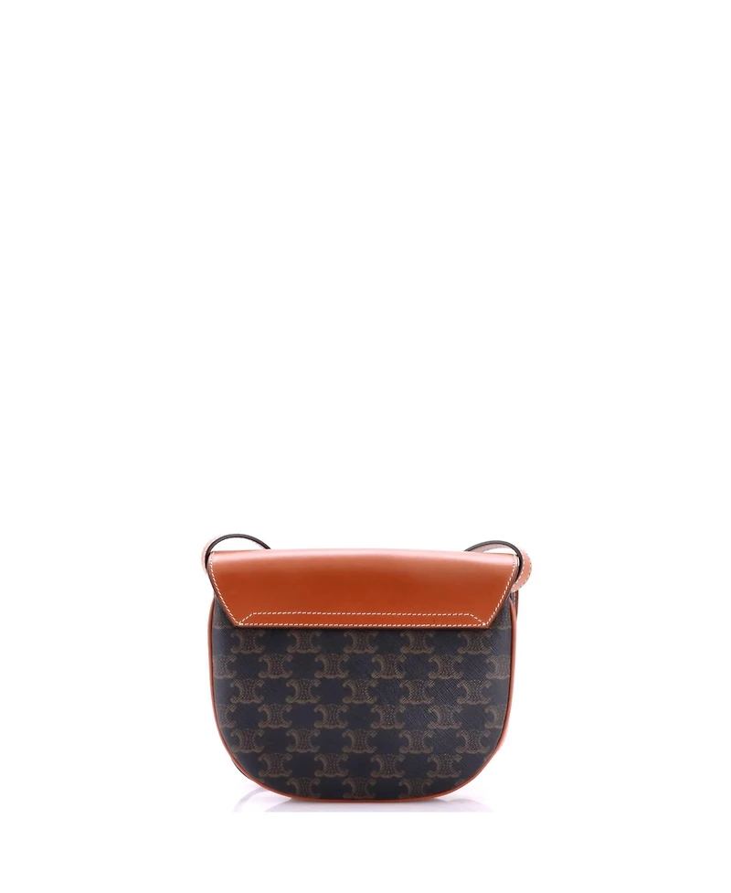 Pre-Owned Celine Small Besace Shoulder Bag Leather and Triomphe Coated Canvas