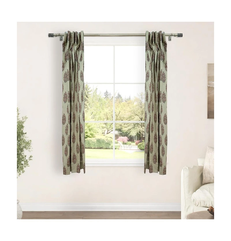 Fabdivine Handmade Vatika Floral Block Print Linen Curtain