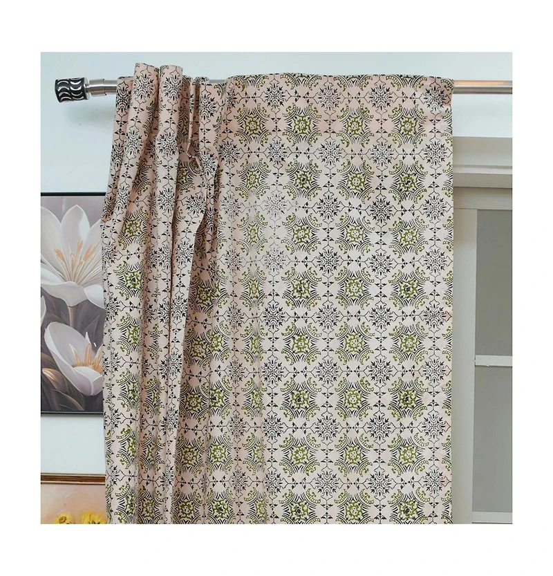 Fabdivine Chakravyu Handcarfted Block Print Boho Linen Curtain